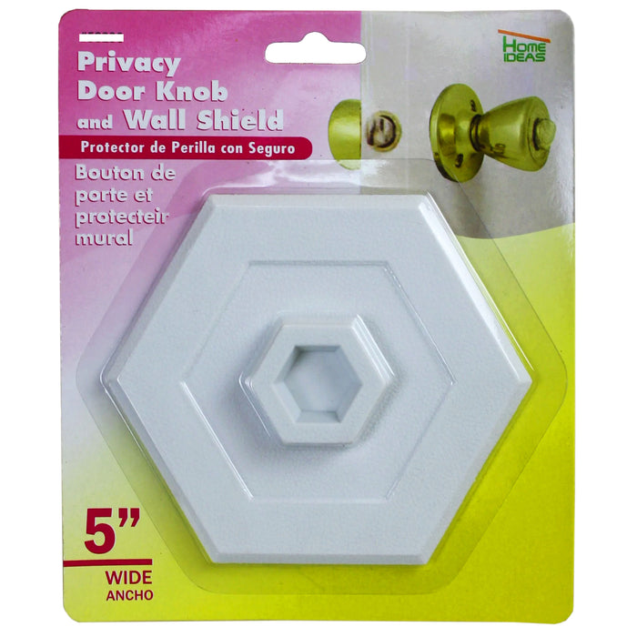 2 Pc Door Knob Wall Shield Self Adhesive Protector 5" Drywall Hexagon White