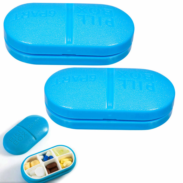 2 Weekly Pill Box Organizer 6 Compartment Holder Case Medicine Storage Travel