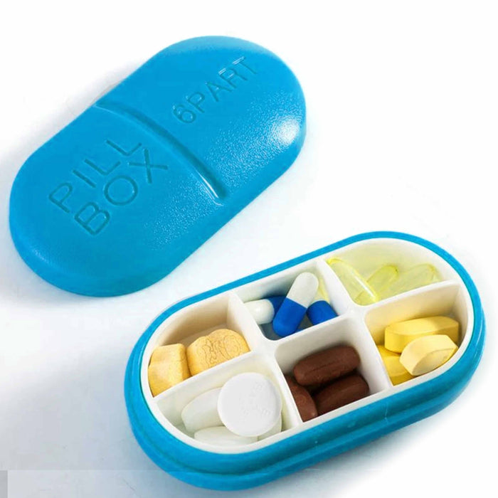 2 Weekly Pill Box Organizer 6 Compartment Holder Case Medicine Storage Travel