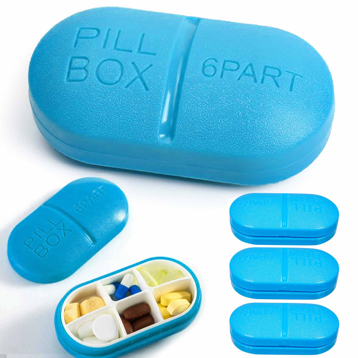 4 Pc Pill Organizer Box Case Holder 6 Compartment Weekly Daily Medicine Storage