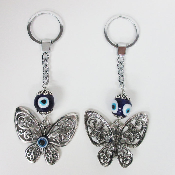 1 Evil Eye Butterly Keychain Hamsa Blue Nazar Charm Amulet Lucky Protection Gift