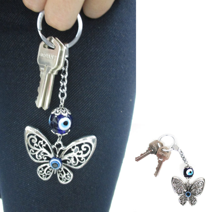 1 Evil Eye Butterly Keychain Hamsa Blue Nazar Charm Amulet Lucky Protection Gift