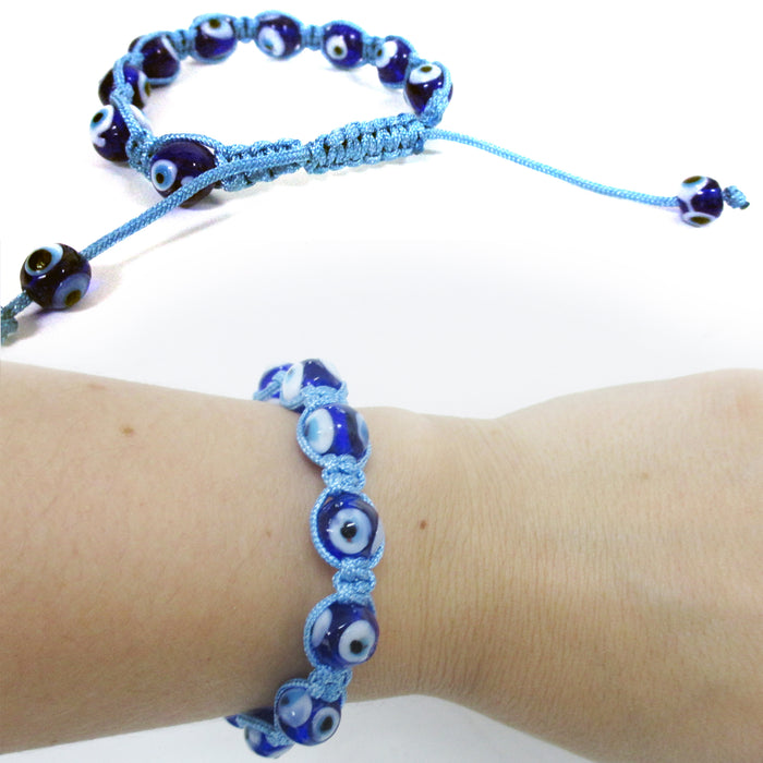 2X Evil Eye Bead Bracelet Crystal Good Luck Hamsa Nazar Protection Adjustable !