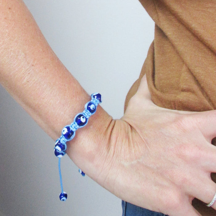 2X Evil Eye Bead Bracelet Crystal Good Luck Hamsa Nazar Protection Adjustable !