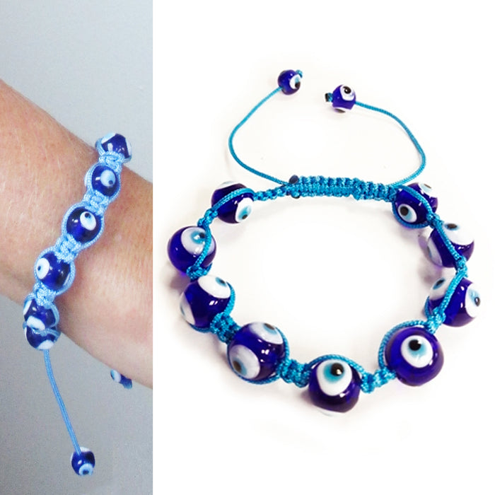 2X Evil Eye Bead Bracelet Crystal Good Luck Hamsa Nazar Protection Adjustable !