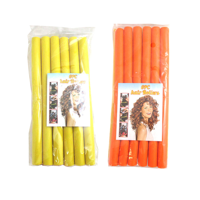 Lot 12 Hair Rollers Curlers Rubber Rod Soft Foam Twister Bendy Tool DIY Styling