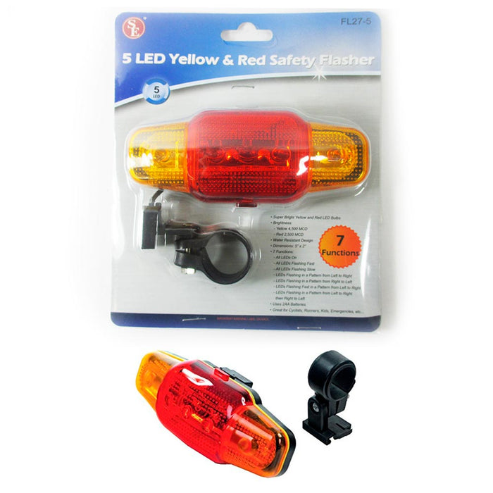 Bike Light 5 Led Yellow Red Blinker Flasher Bicycle Safety Night Road Reflector