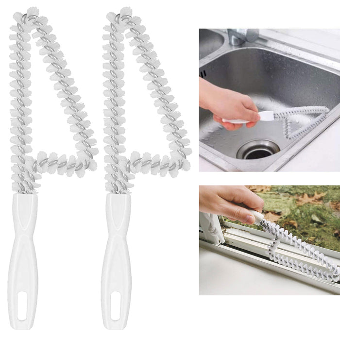 2 Pc Nylon Bristle Cleaning Brush Sliding Door Window Track Shower Crack Cleaner