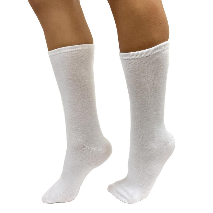 12 Pair Crew Socks White Size 9-11 Unisex Basic Solid Casual Work Everyday Comfort