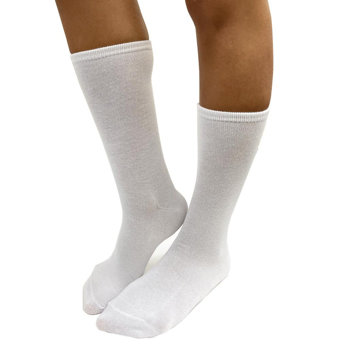 12 Pair Crew Socks White Size 9-11 Unisex Basic Solid Casual Work Everyday Comfort