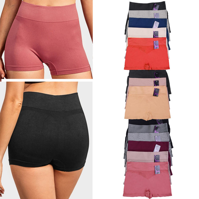 3 High Waist Seamless Boyshorts Panties Womens Underwear Boxer Briefs One Size