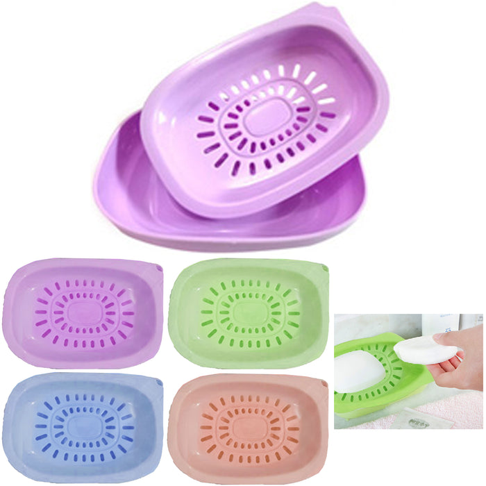 2 Pc Large Soap Dish Container Holder Saver Bath Shower Bar Case Travel Storage