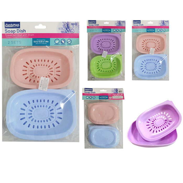 2 Pc Large Soap Dish Container Holder Saver Bath Shower Bar Case Travel Storage