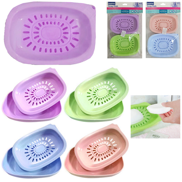 4 Pc Travel Soap Case Dish Storage Container Holder Saver Bath Shower Bar Tray