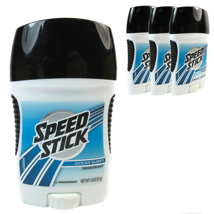 3 Pc Speed Stick Deodorant Antiperspirant Clear Solid Ocean Surf 24 Hour 1.8oz