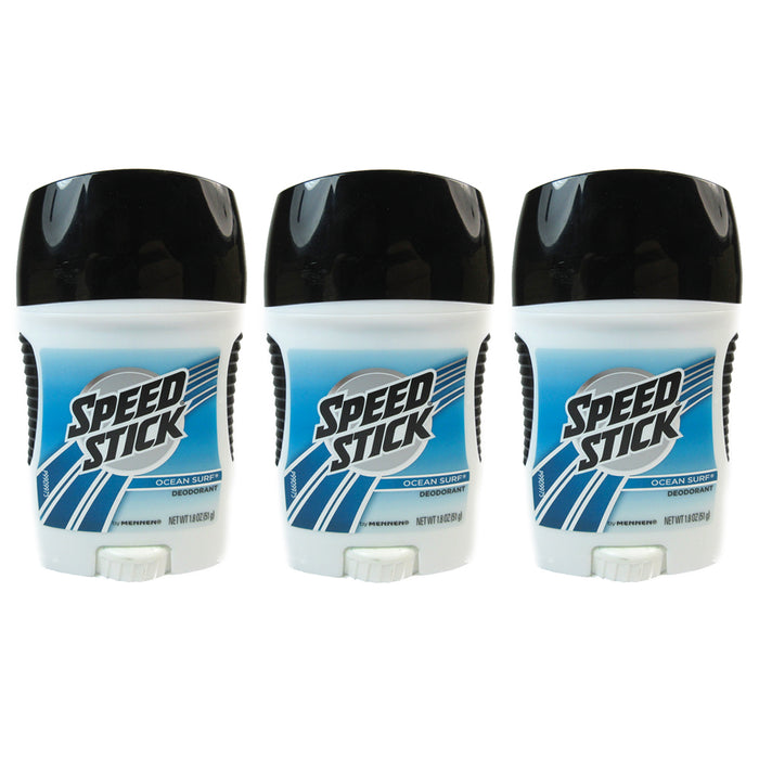 3 Pc Speed Stick Deodorant Antiperspirant Clear Solid Ocean Surf 24 Hour 1.8oz