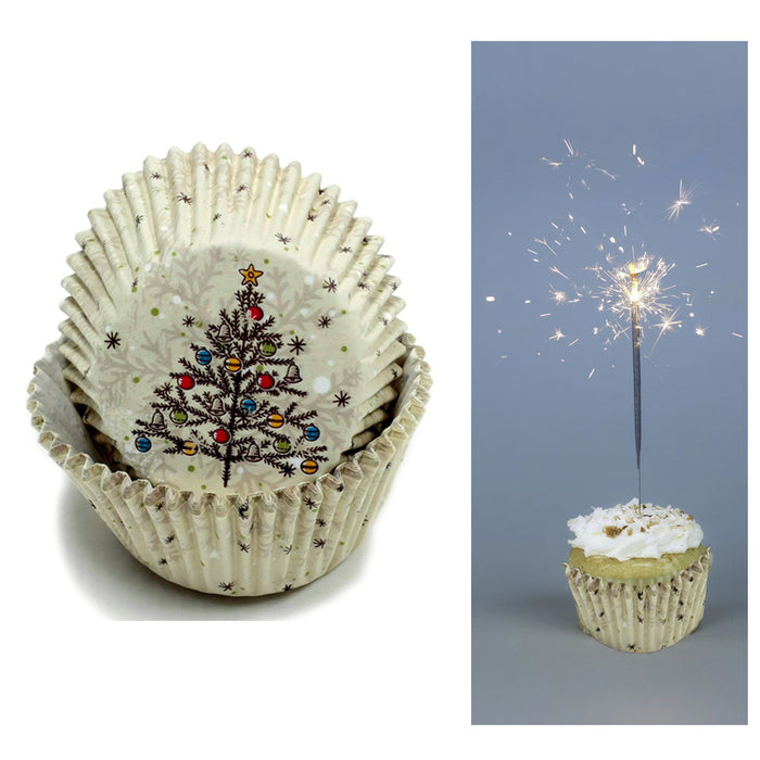 100X Holiday Cupcake Liners Christmas Tree Cake Muffin Baking Cups Party Dessert