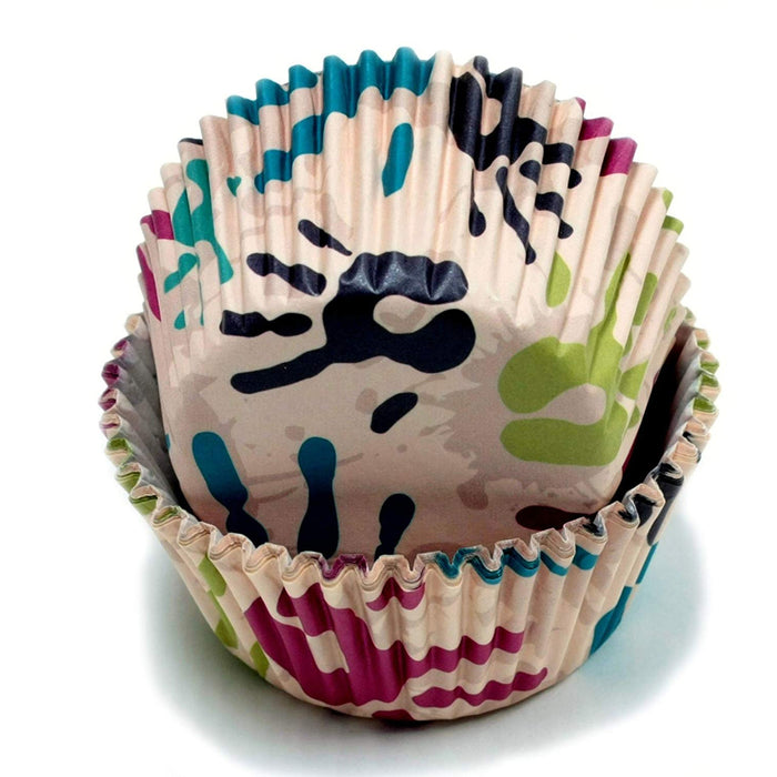 100 X Painted Hands Design Cupcake Liners Cake Muffin Baking Cups Party Dessert