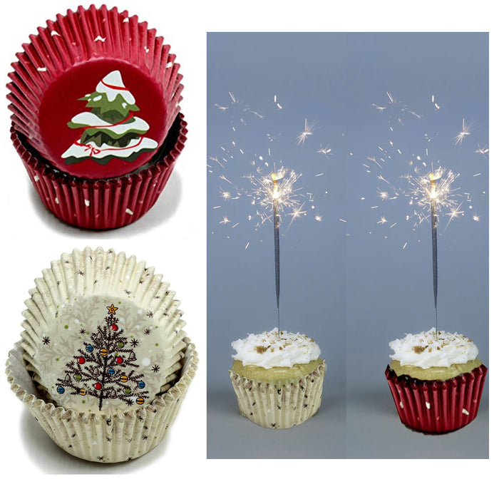 100X Holiday Cupcake Liners Christmas Tree Cake Muffin Baking Cups Party Dessert