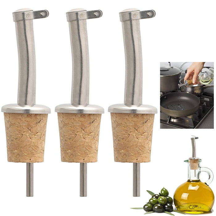 3 Pc Wine Pourer Oil Pour Cap Bottle Cork Reusable Stopper Plug Champagne Seal