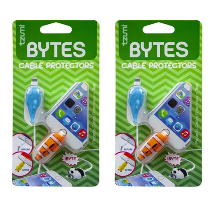 4 Pc Clownfish Fish Cord Bytes Cable Protector Protective Charging Charger Saver