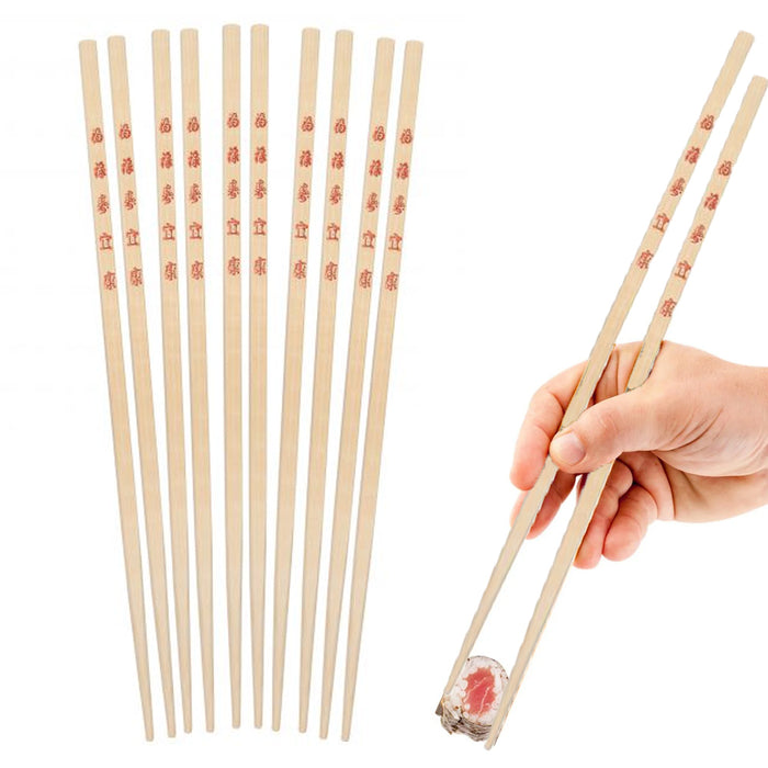 20 Pair Chopsticks Chinese Japanese Sushi Reusable Wooden Bamboo Design Pattern