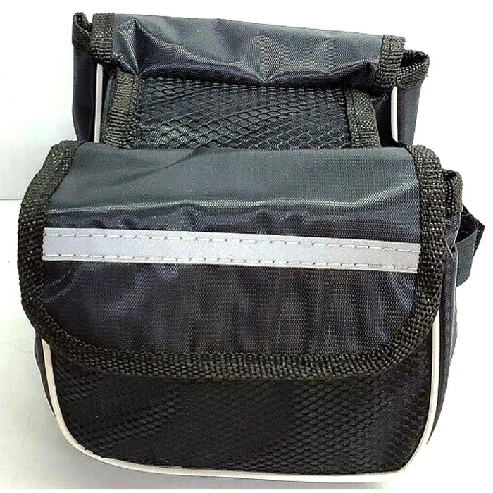 2 Pc Bicycle Bag Bike Bar Frame Pouch Case Black Durable Carry Keys Wallet Phone