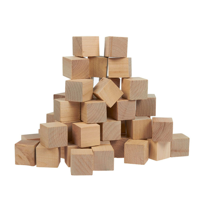 35 Natural Wooden Craft Blocks Unfinished Hardwood Wood Blocks Square 0.6" Cubes