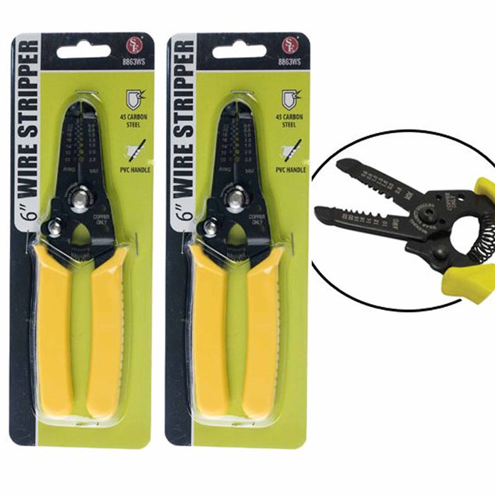 2 Professional Wire Stripper 6" Cutter Crimper Pliers Terminal Heavy Duty Steel