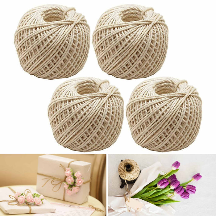 4 Rolls Premium All Natural Jute Twine Twisted Rope String Bird Toys Craft Decor