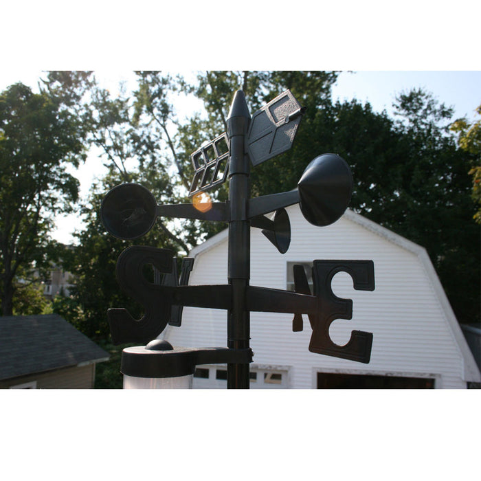 Weather Vane Station 56" Tall W/ Poll Thermometer Rain Gauge Wind Spinner Meter