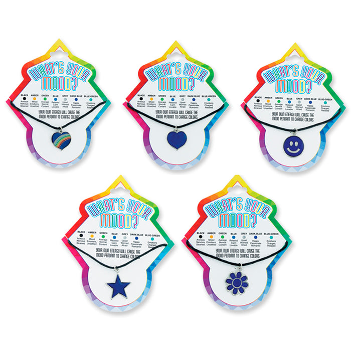 2 Pcs Thermo Mood Changing Color Pendant Choker Smile Face Emoji Necklace Unisex