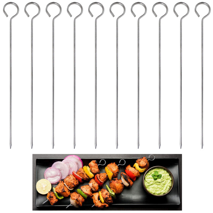 30 Pc Stainless Steel BBQ Kebab Skewers Metal 11.8" Barbecue Grill Stick Cooking