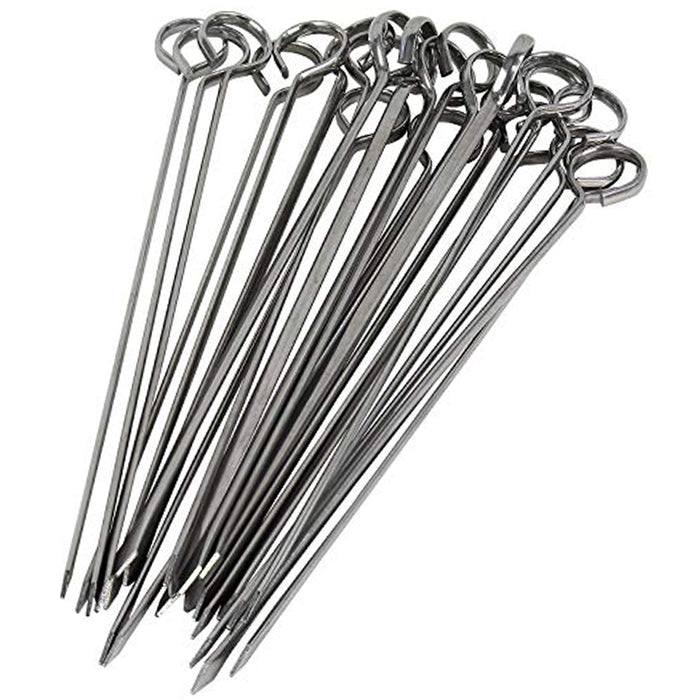 24 Pc Stainless Steel BBQ Skewers 11.8" Metal Cooking Barbecue Kebab Stick Grill