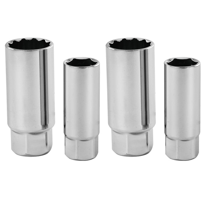 4 Pc Spark Plug Socket Set 3/8" Drive 5/8" 13/16" Chrome Plate Heat Forged Steel