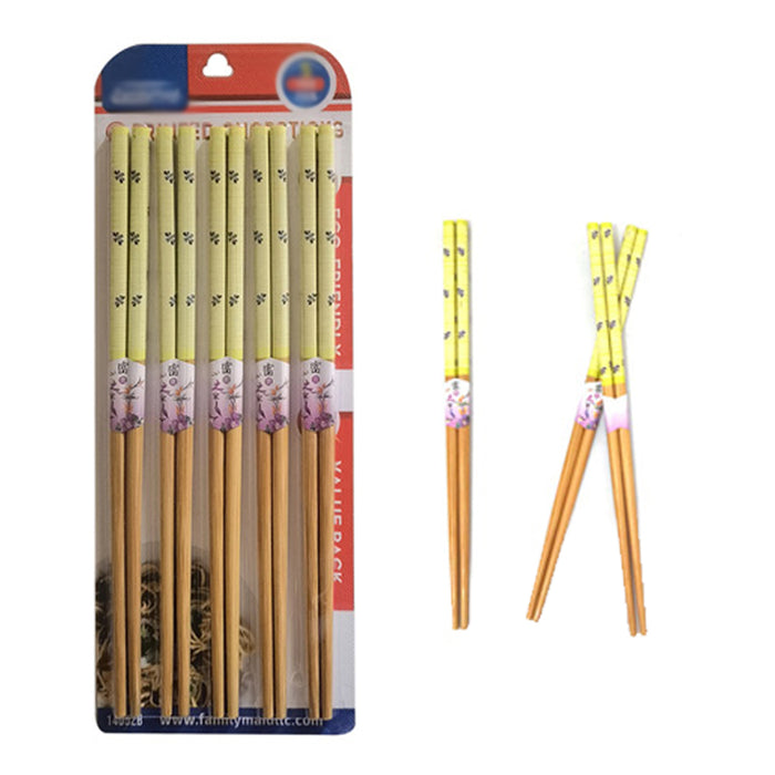 5 Pair Chopsticks Utensils Bamboo Wood Japanese Chinese Food Eat Wooden 8.75"