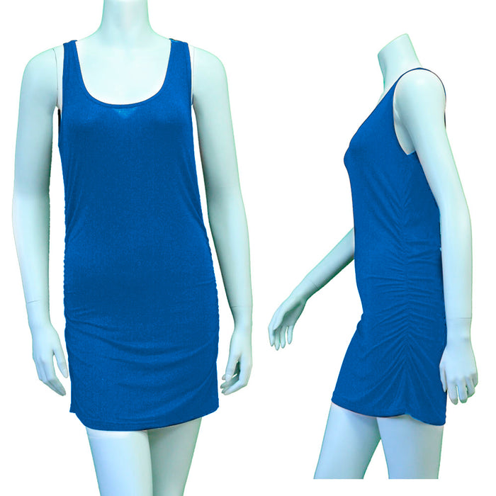 1 Womens Casual Sleeveless Long Scoop Neck Tunic Blouse Top Mini Dress T-Shirt !