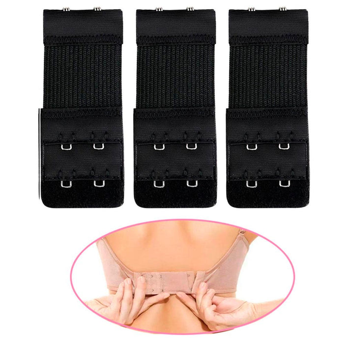 6pcs Black Bra Strap Extender Clasp Hook Low Back Backless Converter Adjustable