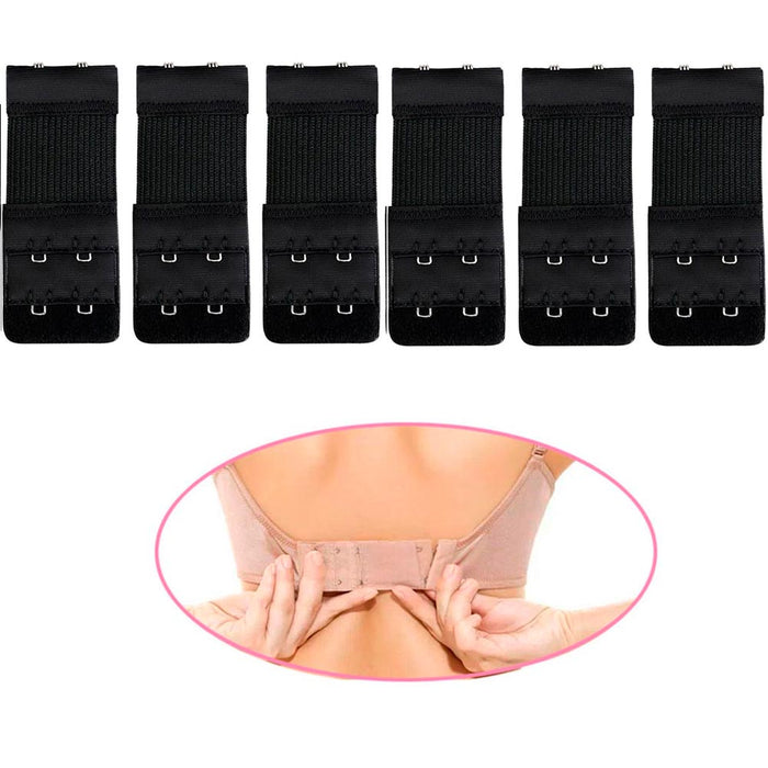 6pcs Black Bra Strap Extender Clasp Hook Low Back Backless Converter Adjustable