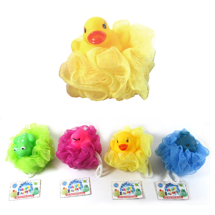 1 Kids Mesh Sponge Toy Pouf Puff Bath Sponges Scrub Stuffed Animal Shower Loofah
