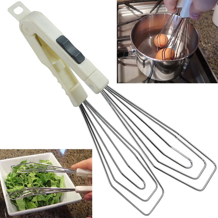 Wonder Mixer Multi Purpose Metal Tongs Spatula Whisk Kitchen Grill Salad Utensil
