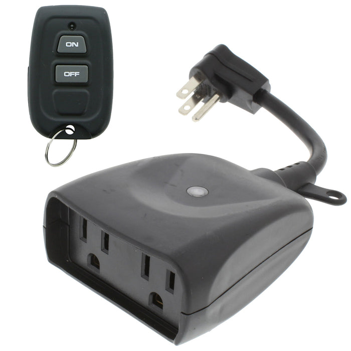 Remote Control 2 Outlet Receiver Power On Off Switch Indoor Outdoor Home 80 Ft