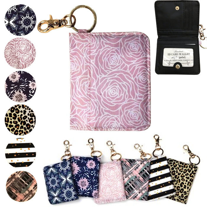 2 Pc Women's Wallet Credit Card ID Holder Case Pocket Keychain Clip Slim Clutch