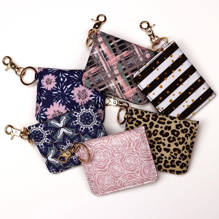 1 Slim Mini ID Holder Credit Card Case Pocket Wallet Keychain Clip Clutch Women