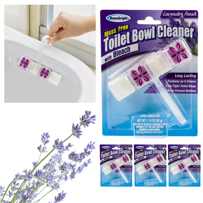 4 Pk Lavender Bleach Toilet Cube Discs Clip Bowl Flush Cleaner Stain Tablet Tank