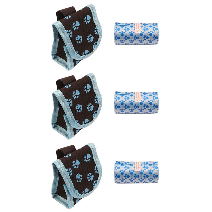 3Pk Pet Walking Dispenser Waste Dog Puppy Pick-Up Bag Poop Bag Holder Hook Pouch