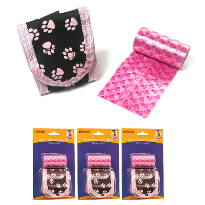 3 Pink Dog Waste Bags Refills Dispenser Pet Dog Cat Pickup Poop Bag Refill Roll
