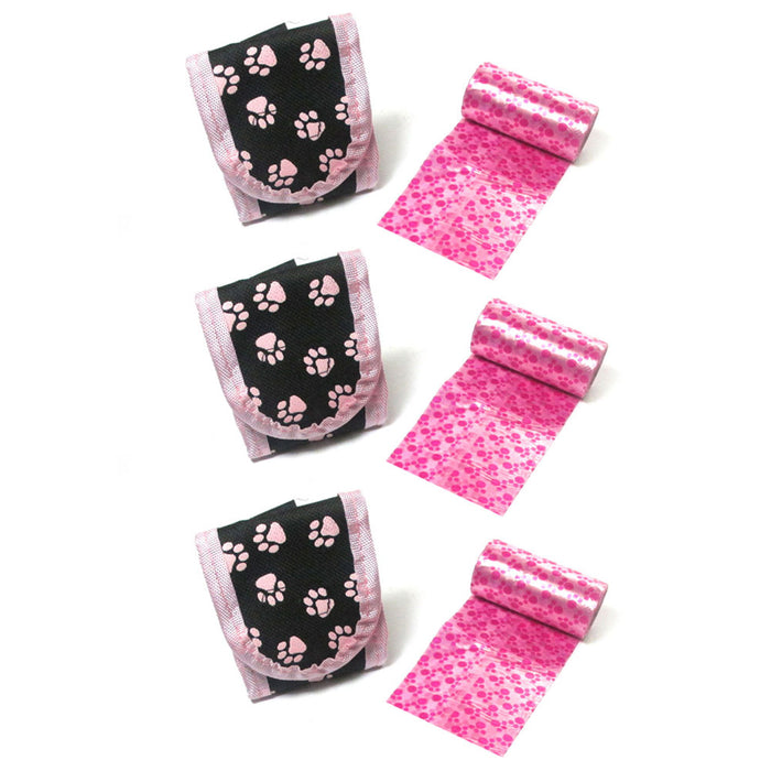 3 Pink Dog Waste Bags Refills Dispenser Pet Dog Cat Pickup Poop Bag Refill Roll