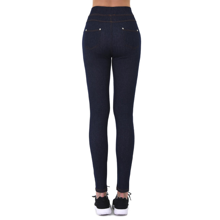 2Pc Women Stretchy Jeggings Skinny Pants Soft Jeans Leggings Black Blue One Size