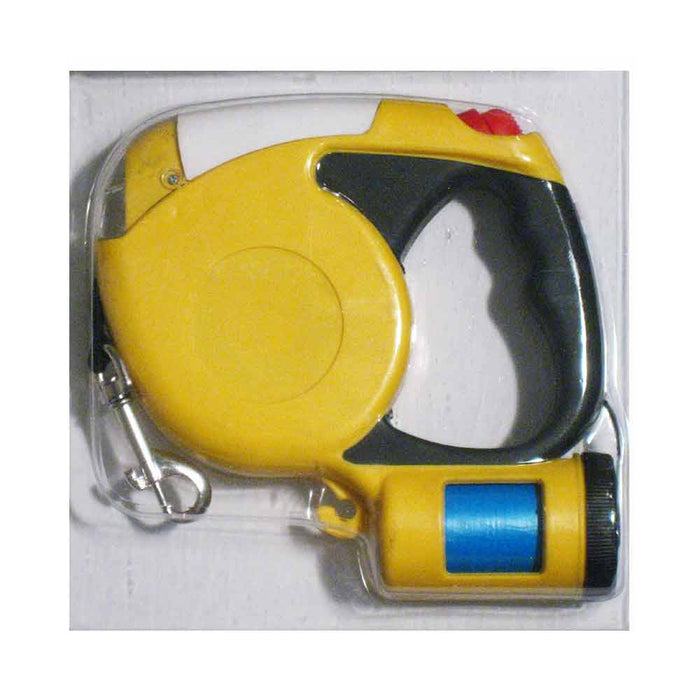 3M Auto Retractable Dog Leash Flashlight Pet Dispenser Waste Walk Bag Cord 10 Ft